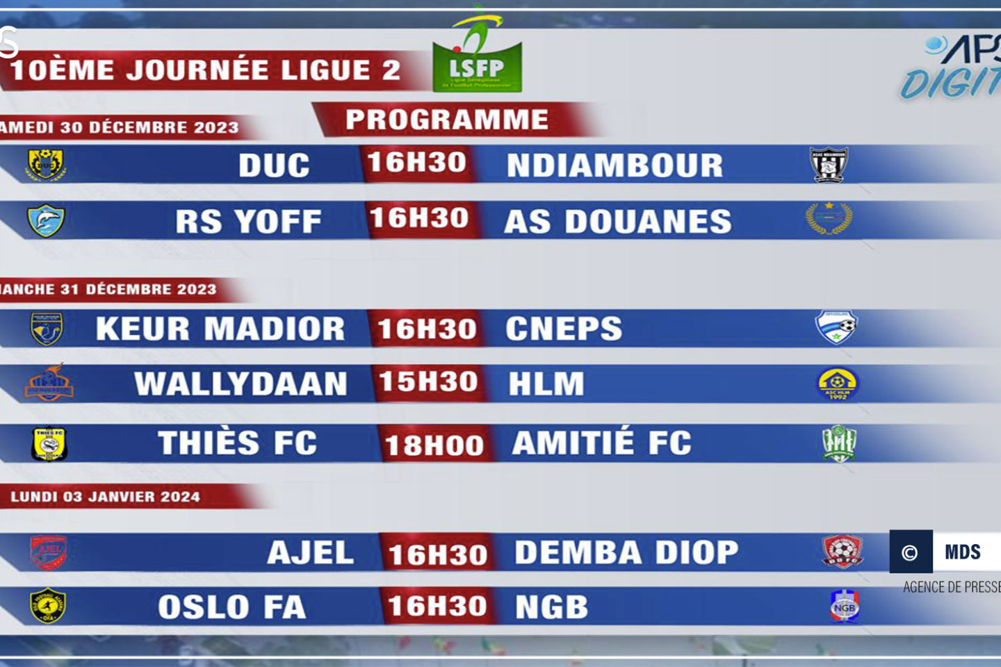Ligue 2 : CNEPS-Keur Madior, la rencontre des extrêmes de la 10e journée, dimanche