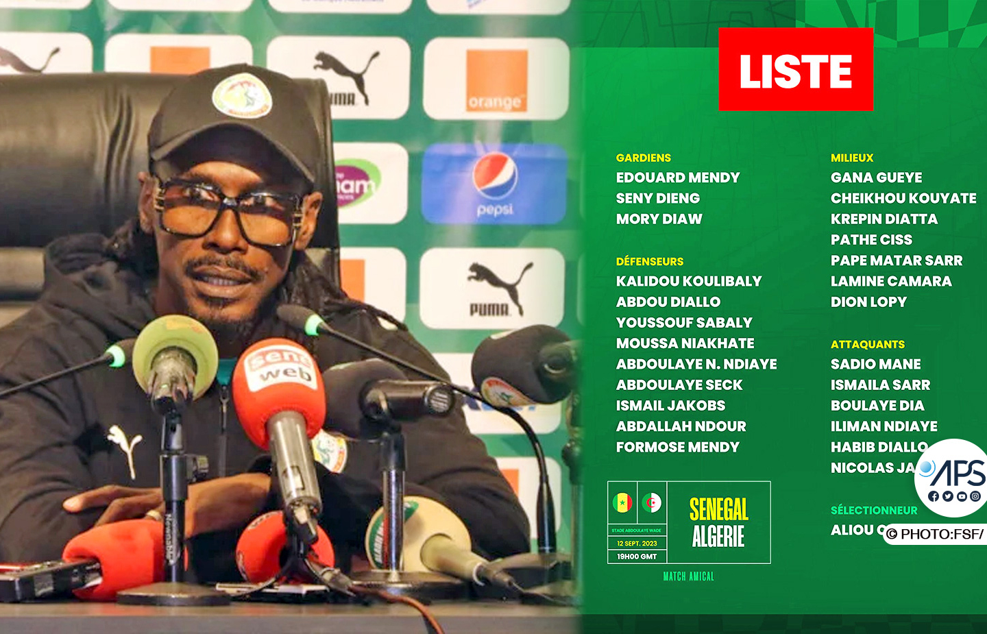 Sénégal-Algérie : Cissé convoque 25 joueurs dont Lamine Camara et Niakhaté Ndiaye