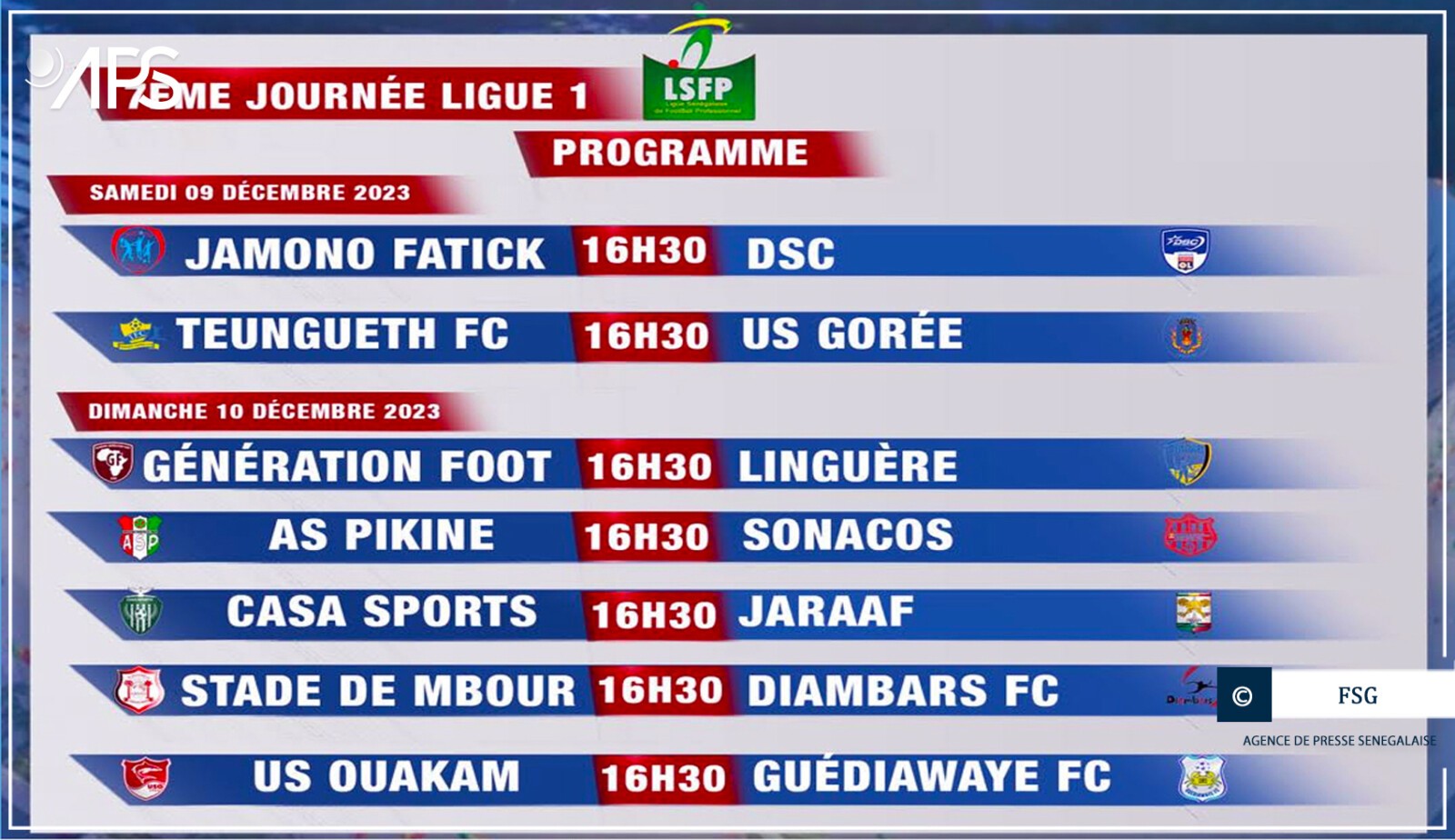 7ème journée Ligue 1: le leader DSC en déplacement à Fatick, son dauphin TFC reçoit US Gorée
