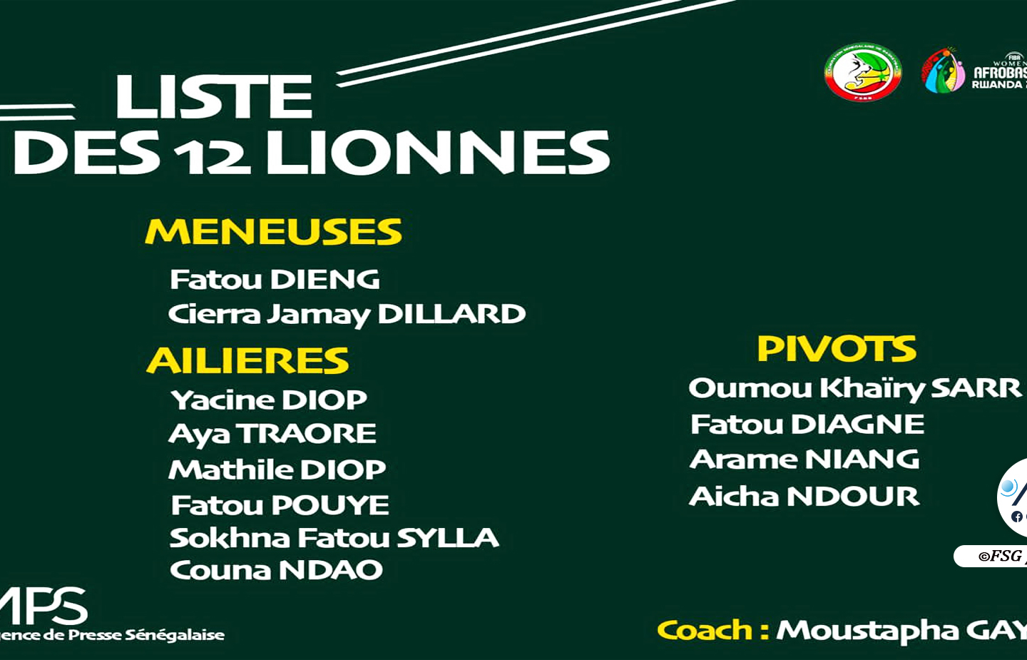 Afrobasket féminin : Moustapha Gaye publie une liste de 12 joueuses dont Cierra Janay Dillard