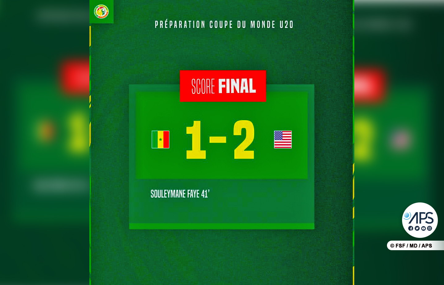Mondial U20 : le Sénégal battu, 2-1, par les États-Unis, en match de préparation