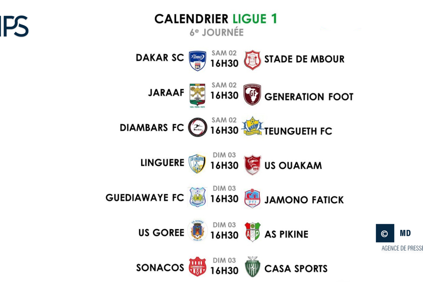6ème Ligue 1 : trois matchs au programme, samedi