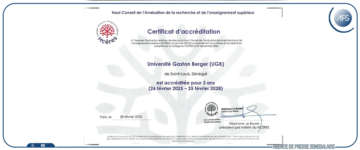 L’UGB obtient une accréditation internationale d’une validité de trois ans (communiqué)