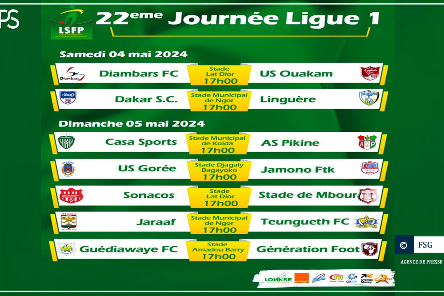22-ème journée de Ligue 1 : Tengueth FC à l’assaut du Jaraaf pour creuser l’écart