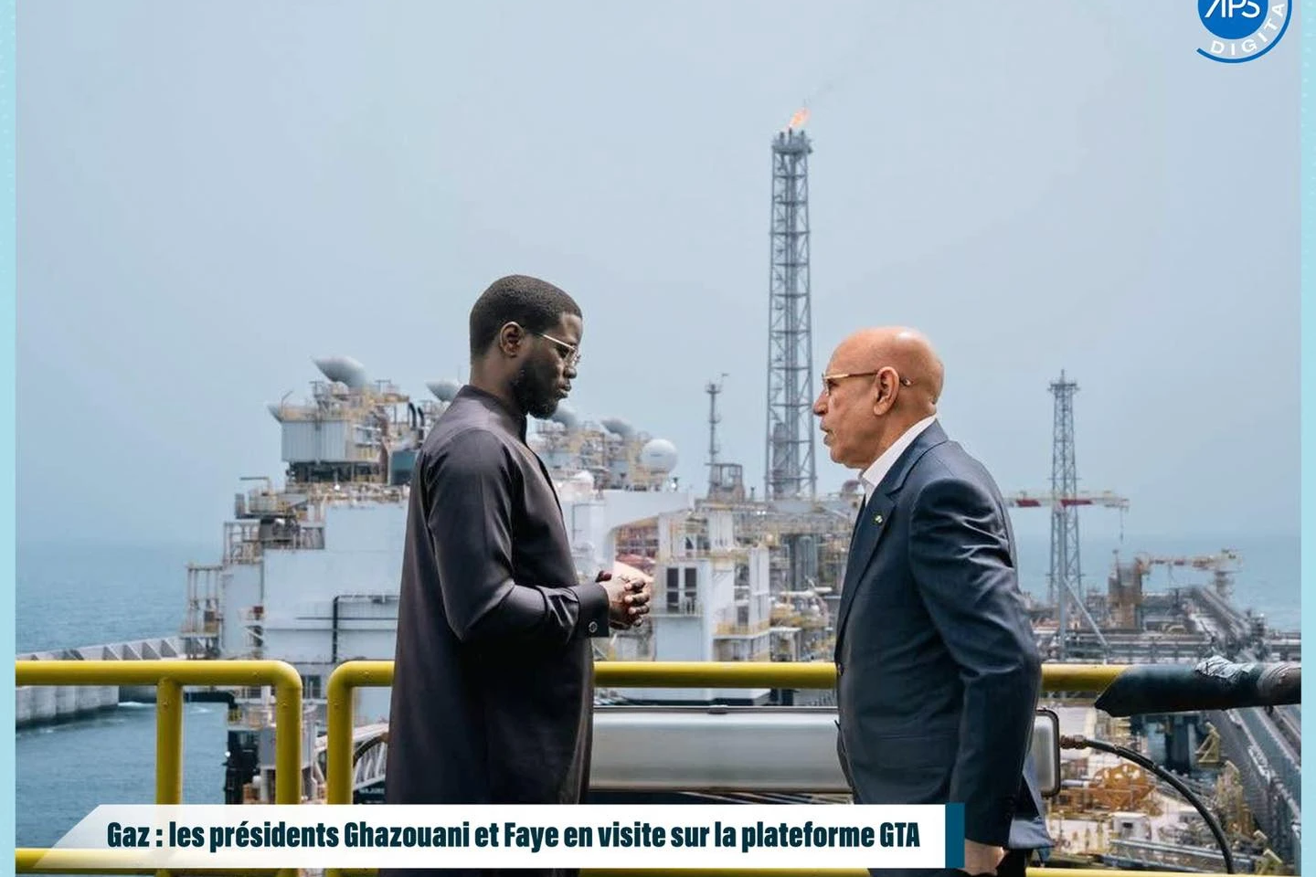 Gaz : les présidents Ghazouani et Faye en visite sur la plateforme GTA