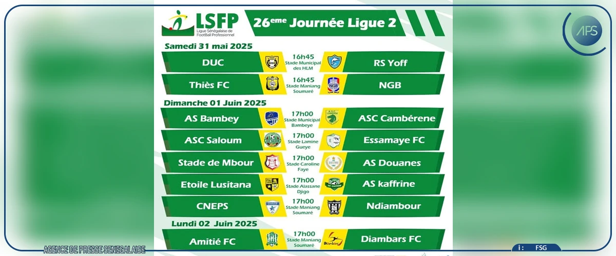 Stade de Mbour-AS Douanes, une des attractions de la 26 journée de Ligue 2