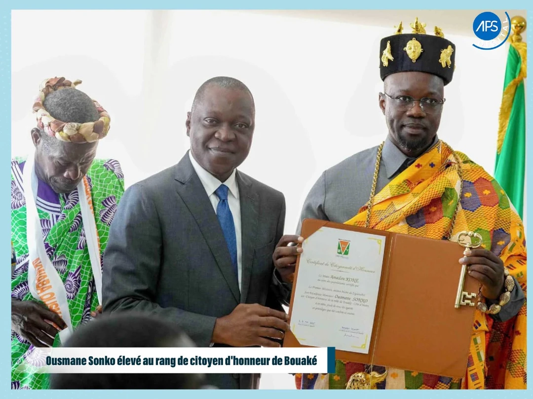 Ousmane Sonko élevé au rang de citoyen d’honneur de Bouaké