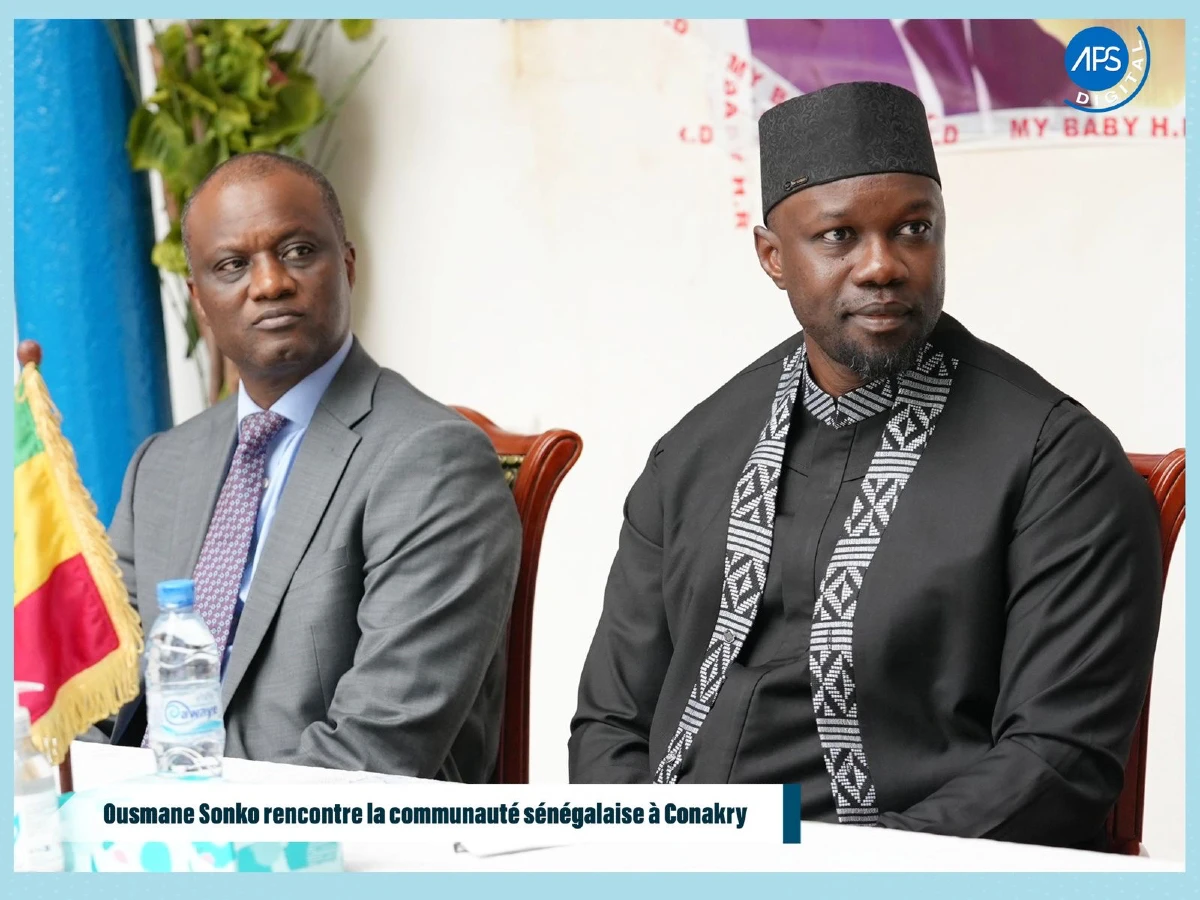 Ousmane Sonko rencontre la communauté sénégalaise à Conakry