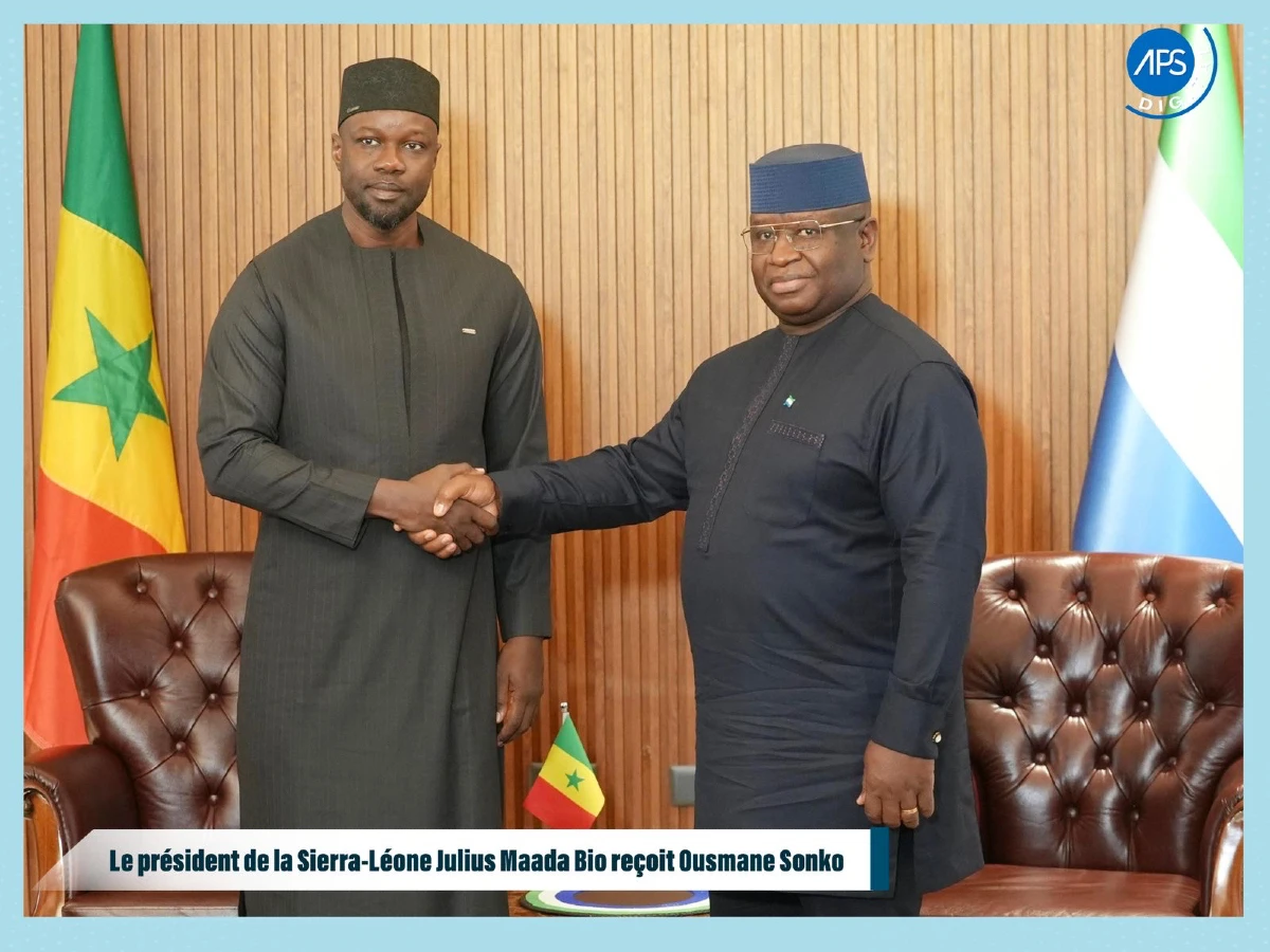 Le président de la Sierra-Léone Julius Maada Bio reçoit Ousmane Sonko
