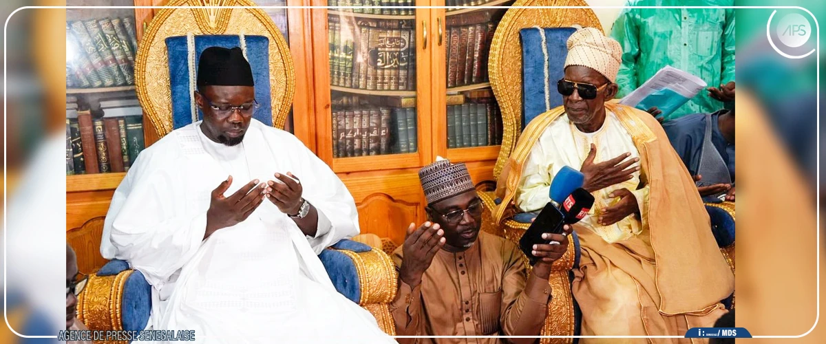 Ousmane Sonko en visite de courtoisie chez des autorités religieuses de Kaloack