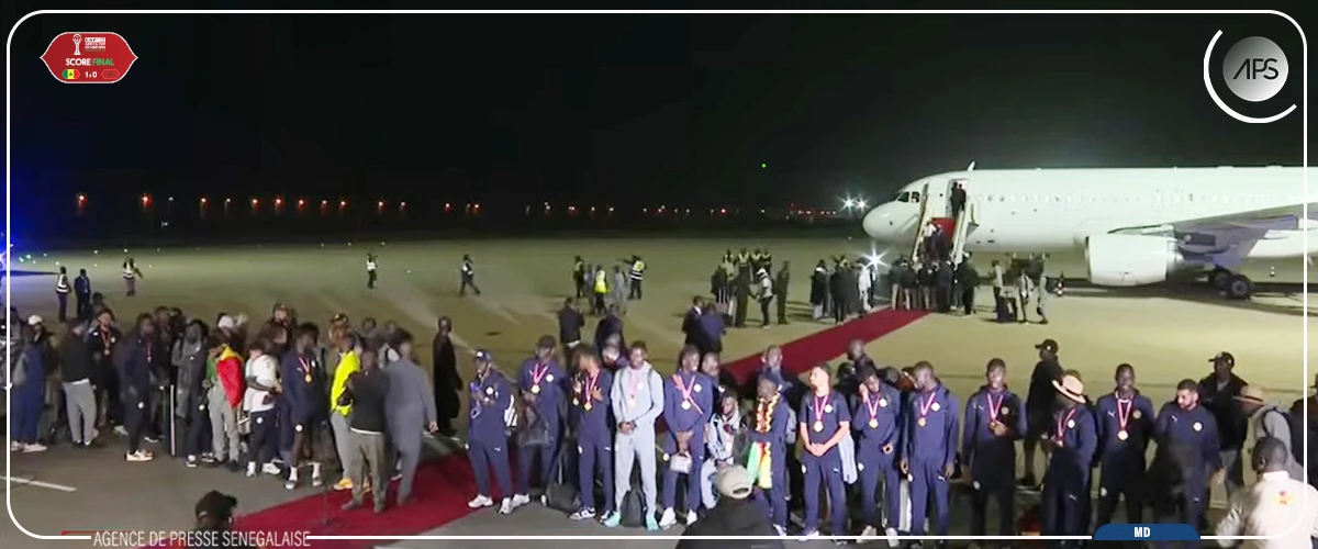 Arrivée des Lions, champions d’Afrique à l’AIBD