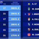 Publication d'une liste évaluant la valeur marchande des sociétaires de la Ligue 1
