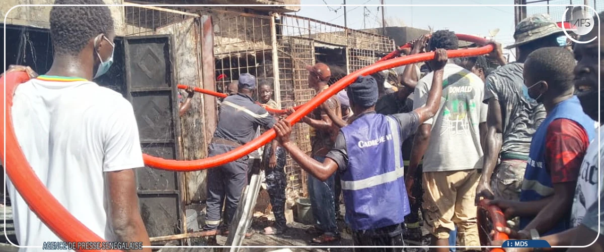 Plusieurs cantines ravagées par un violent incendie au marché central de Kaffrine