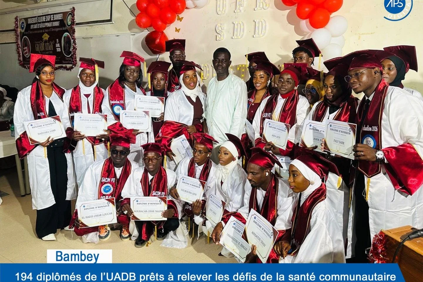 Bambey : 194 diplômés de l’UADB prêts à relever les défis de la santé communautaire et du développement durable 