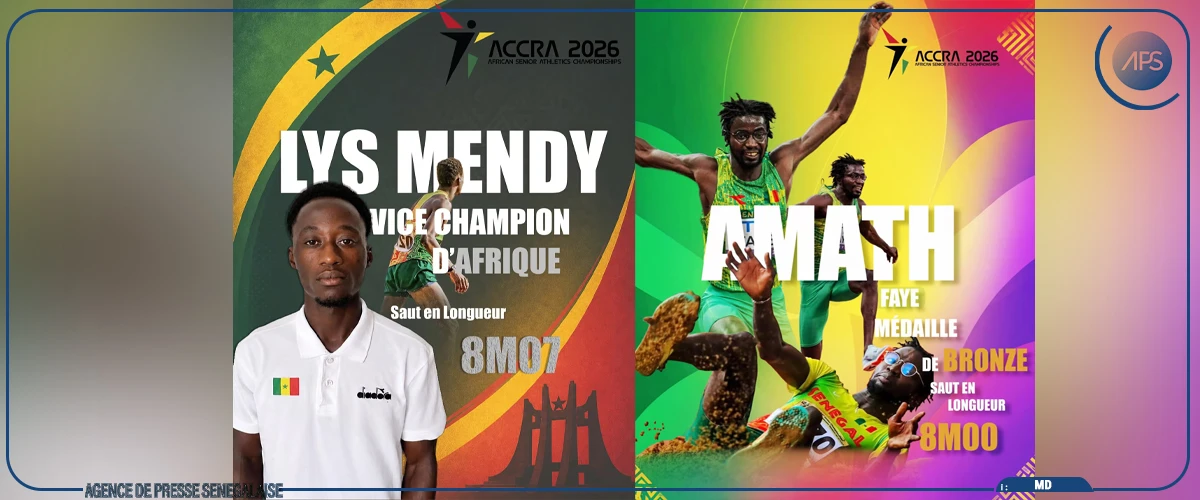 ‎Championnats d’Afrique d’athlétisme : l’argent pour Lys Mendy et le bronze pour Amath Faye en longueur