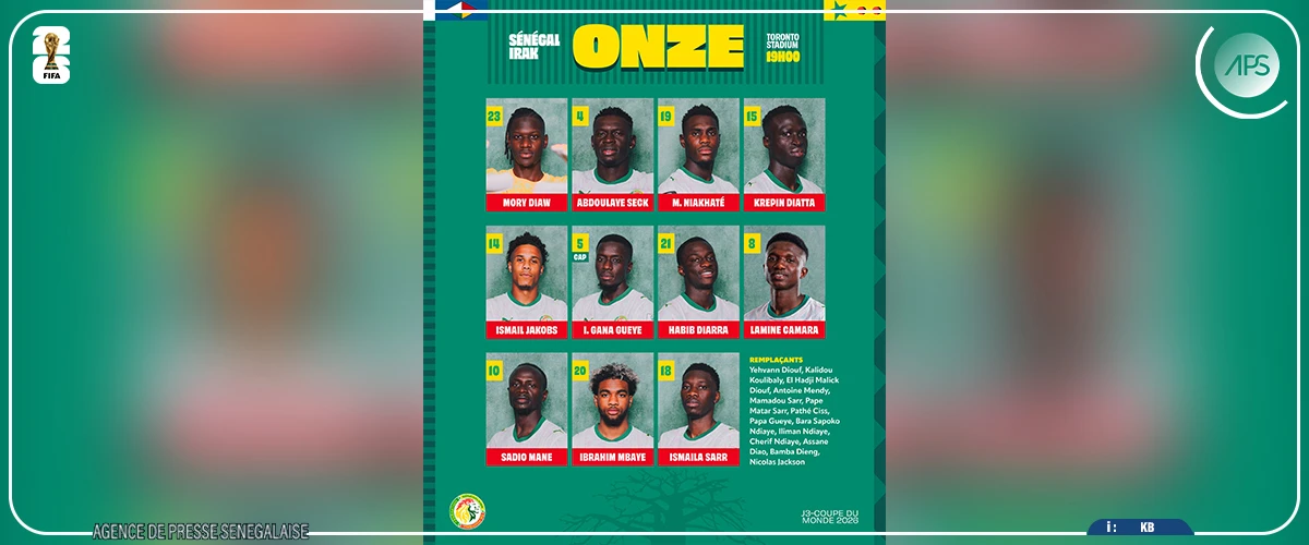 ‎Mondial 2026 : contre l’Irak, le Sénégal sans Kalidou Koulibaly et avec Mbaye, Diarra, Jakobs, Seck ‎