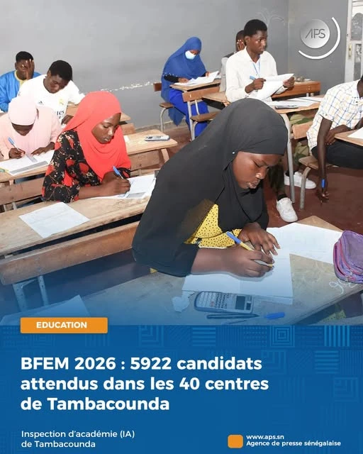 BFEM 2026 : 5922 candidats attendus dans les 40 centres de Tambacounda