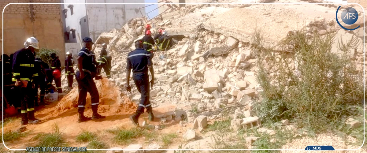 Thiès : effondrement d’un immeuble en construction au quartier Sud Stade, au moins trois personnes sous les décombres